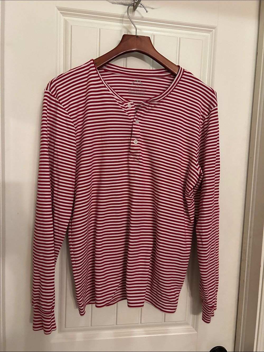 Primary organic cotton Red and White Striped  M Henley Top